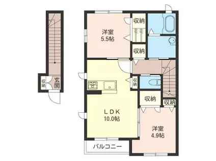 ワイズガーデンA(2LDK/2階)の間取り写真