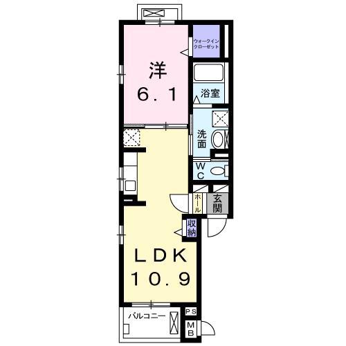 アリエス千間台(1LDK/2階)の間取り写真