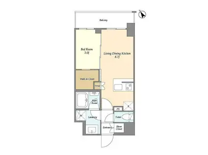 グランカーサ横濱石川町(1LDK/8階)の間取り写真