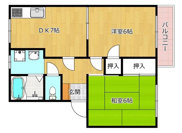 フレグランス大手町(2DK/1階)の間取り写真