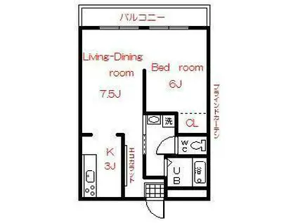 ルアナ・エステート中西(ワンルーム/1階)の間取り写真