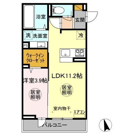 ホクレア(1LDK/2階)の間取り写真