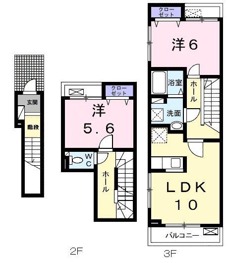 リーブ セレブリテIII C(2LDK/2階)の間取り写真