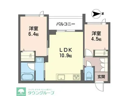 グランコスモ(2LDK/3階)の間取り写真