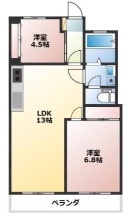 パークヒルズ奥田(2LDK/3階)の間取り写真