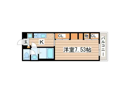 コンフィール富沢(1K/1階)の間取り写真