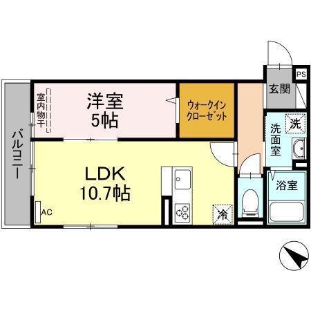 シティパーク南蔵王(1LDK/2階)の間取り写真