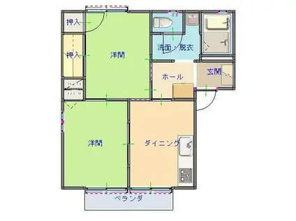 パイルアップA(2DK/1階)の間取り写真