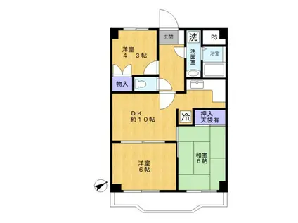 ルベール生田(3LDK/5階)の間取り写真