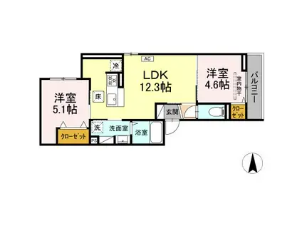 CIELMER湘南(2LDK/1階)の間取り写真