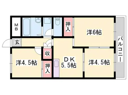 東雲ロイヤルハイツ(3DK/7階)の間取り写真