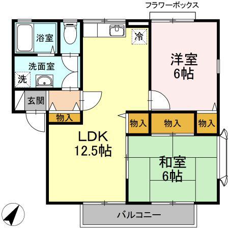 ベルコート(2LDK/2階)の間取り写真