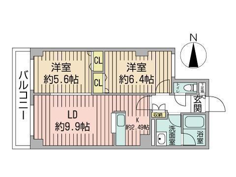 コンフォリア北三条(2LDK/7階)の間取り写真