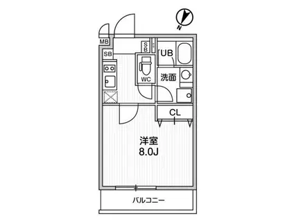ALTERNA北品川(1K/2階)の間取り写真