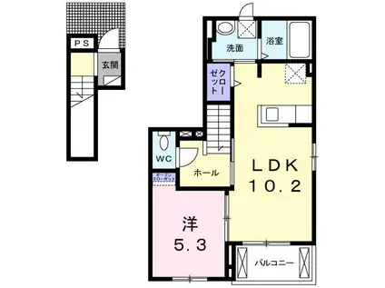 セレナーデ(1LDK/2階)の間取り写真