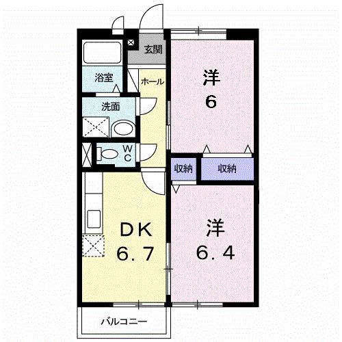 アネックス S(2DK/1階)の間取り写真