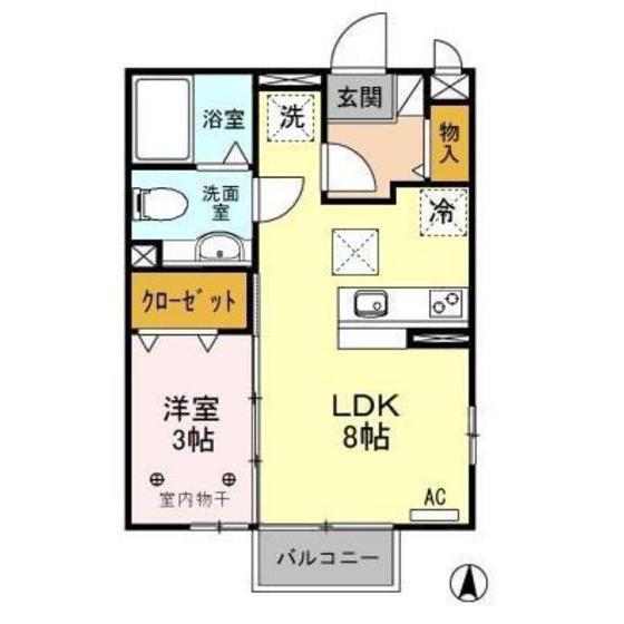 グリーンハイム(1LDK/1階)の間取り写真