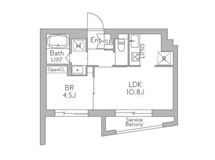 GRANDUO代沢5(1LDK/1階)の間取り写真