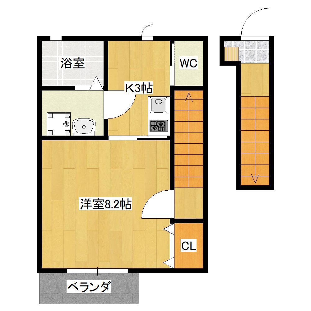COCO RIZE A棟 (1K/2階)の間取り写真