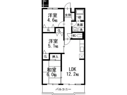 コンフォート末広(3LDK/3階)の間取り写真
