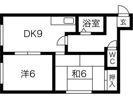 ラフォーレ桑園(2DK/4階)の間取り写真