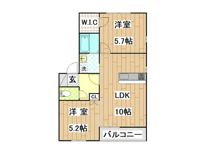 トウナイA(2LDK/2階)の間取り写真