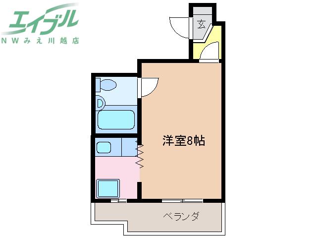 メゾンくわなM1(1K/4階)の間取り写真