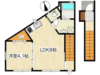 ルミエール小田原(1LDK/2階)の間取り写真