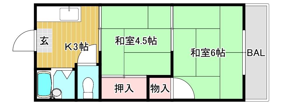 前川ハイツ(2K/2階)の間取り写真