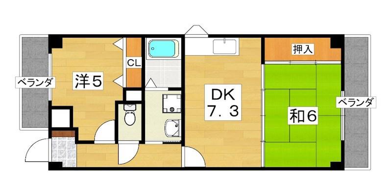 NEST大利(2DK/1階)の間取り写真