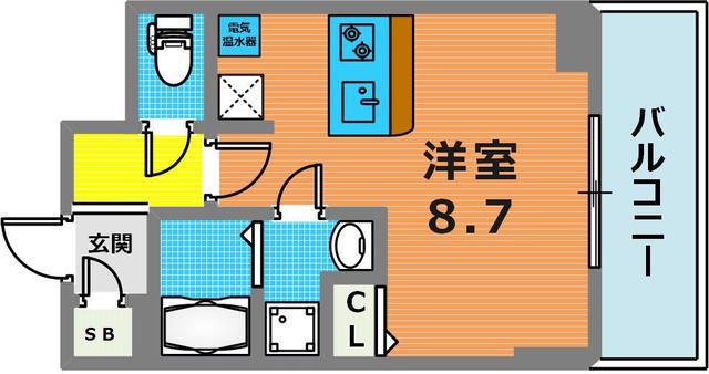 ファーストフィオーレ三宮イーストII(ワンルーム/5階)の間取り写真
