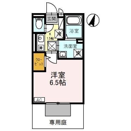 セジュールMARUGEN B(1K/1階)の間取り写真