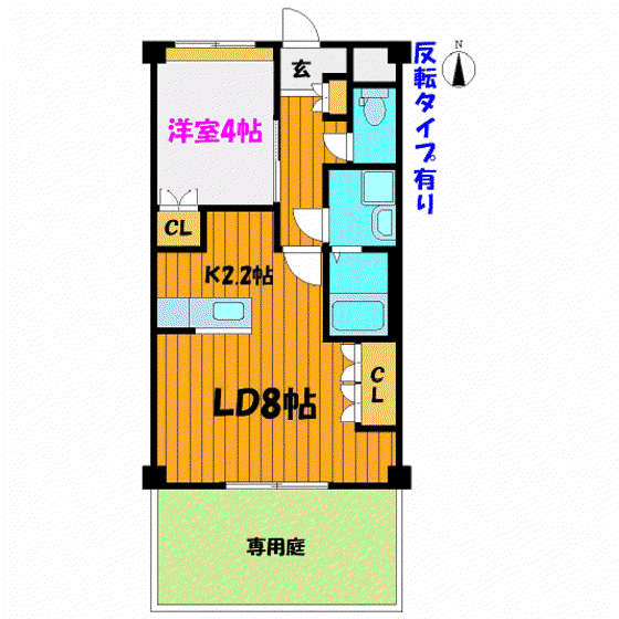 ウエスト・アメニティ(1LDK/1階)の間取り写真