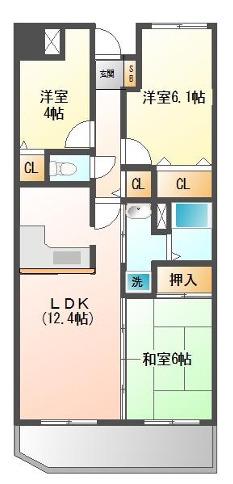 サンワプラザ須磨山の手(3LDK/6階)の間取り写真