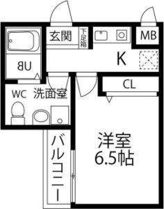 WING住之江(1K/1階)の間取り写真