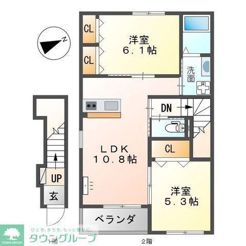 SUN GRANDE A(2LDK/2階)の間取り写真