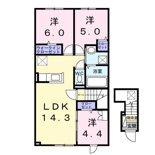カーサ ルーナ(3LDK/2階)の間取り写真