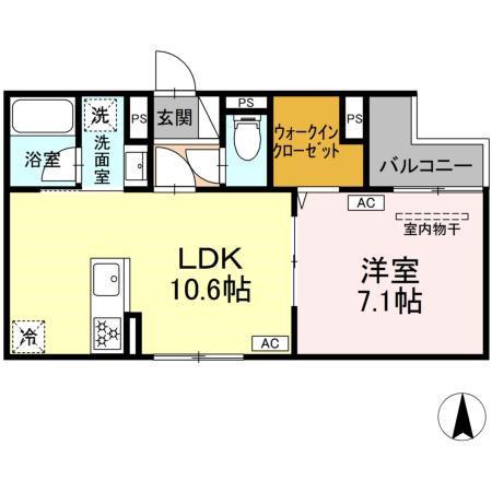 セレスティア大谷田III(1LDK/2階)の間取り写真
