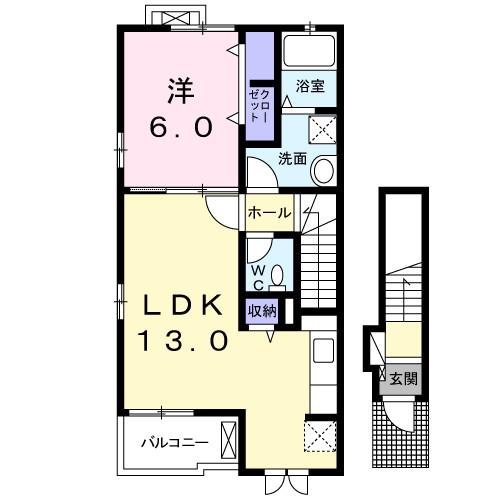 サニーアイランド(1LDK/2階)の間取り写真