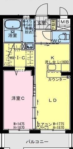 ベルビルJ(1LDK/1階)の間取り写真