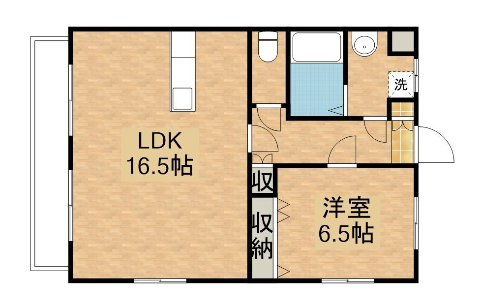 オーシャン(1LDK/4階)の間取り写真