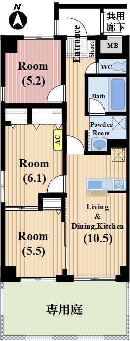 SOUND STAGE 元住吉(3LDK/1階)の間取り写真