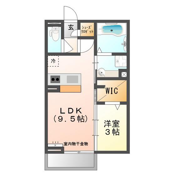 D-ROOM別名 B棟(1LDK/2階)の間取り写真