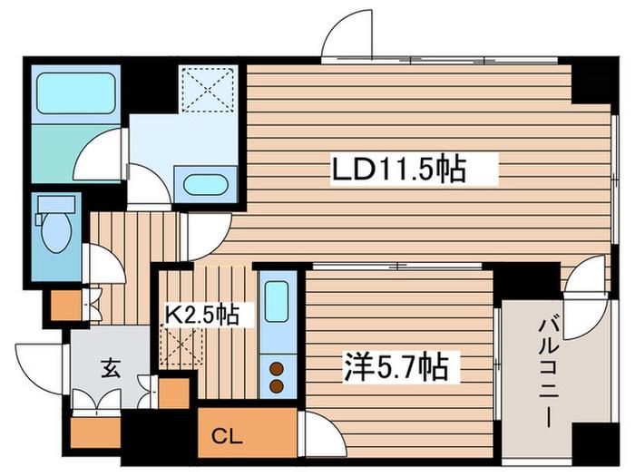 プライムメゾン南2条(1LDK/4階)の間取り写真