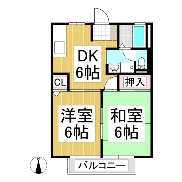 サンヴェール(2DK/2階)の間取り写真