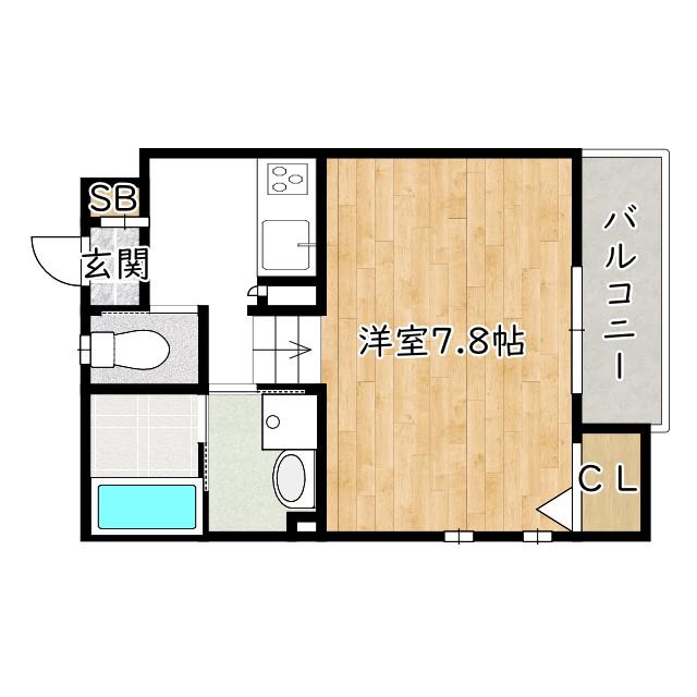 LUXE浜寺A棟(1K/1階)の間取り写真
