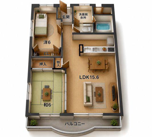 スラージュマン屋形(2LDK/4階)の間取り写真