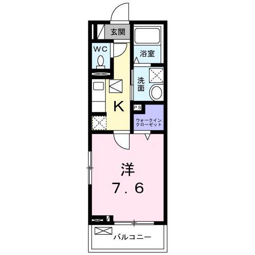 ラディア C(1K/1階)の間取り写真