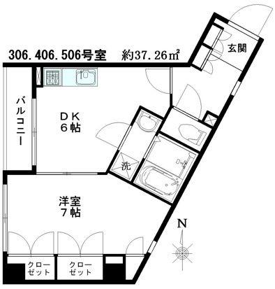プレサージュ(1DK/5階)の間取り写真