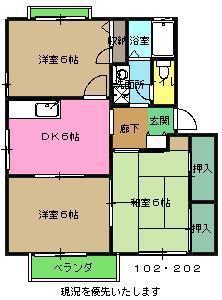 フラワーグリーンハイツ(3DK/2階)の間取り写真